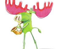 Illustration of a moose playing the saxophone, by Jan Dolby.