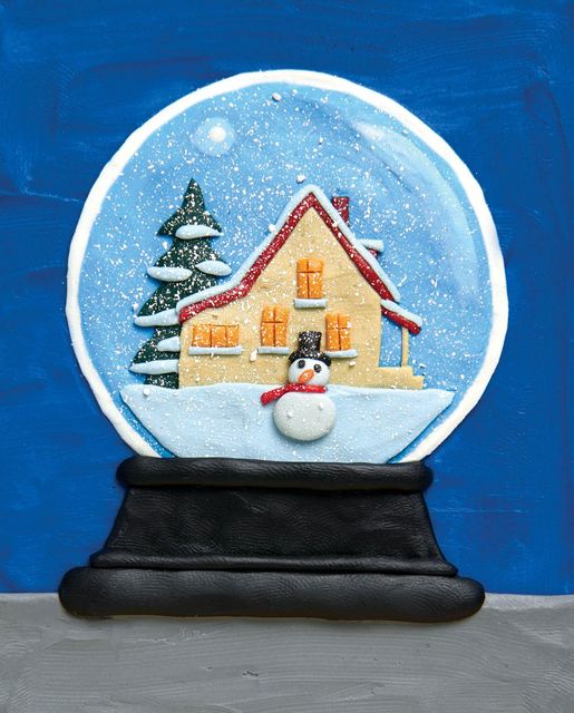 Snow Globe image in plasticine by artist and author Barbara Reid