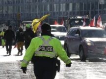 police officer in Ottawa at trucker protest