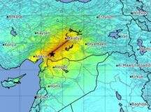 Map showing part of the middle east where an earthquake happened